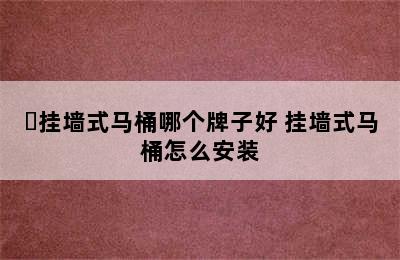 ​挂墙式马桶哪个牌子好 挂墙式马桶怎么安装